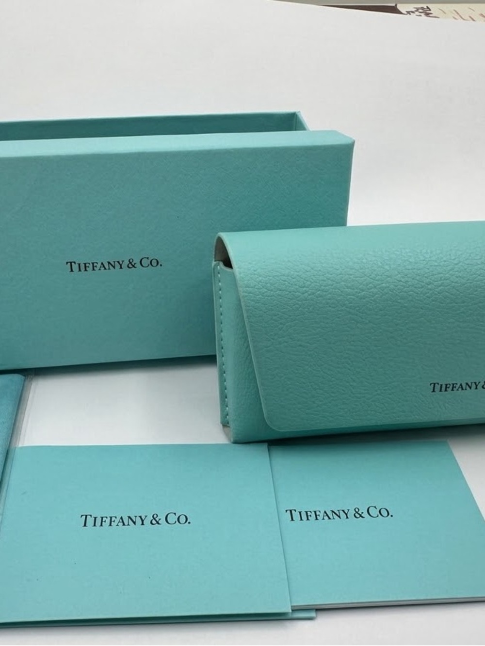 Tiffany & Co.  Tiffany Blue Leather Glasses Case, Tiffany Box and Accessories